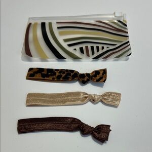 Leopard and Neutral Hair Tie Set with Pouch